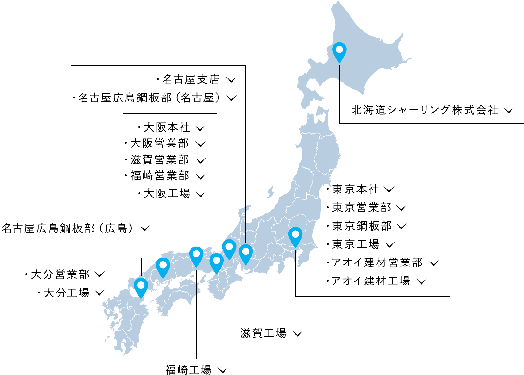 事業所一覧の地図